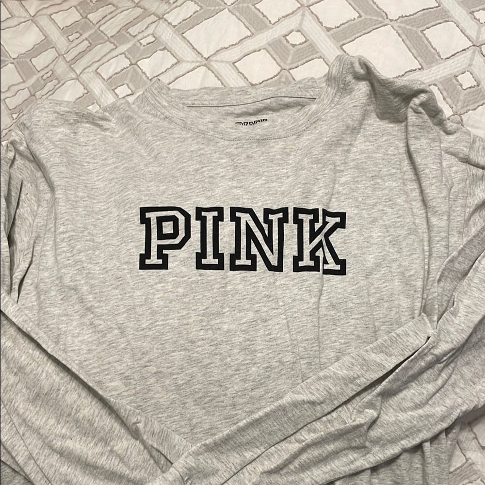 Victoria's Secret PINK Gray Long Sleeve Shirt